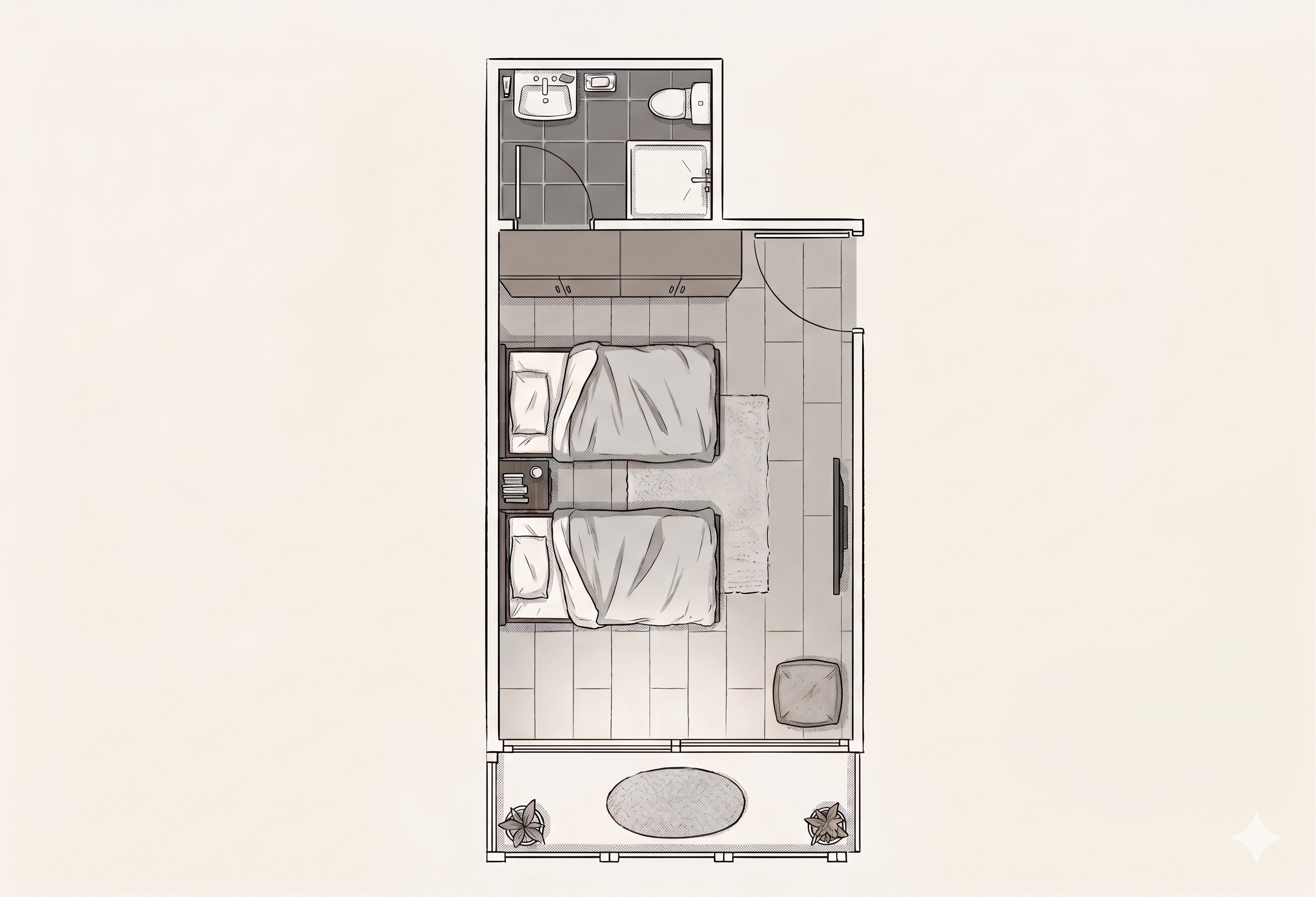 Double Room with veranda — floor plan