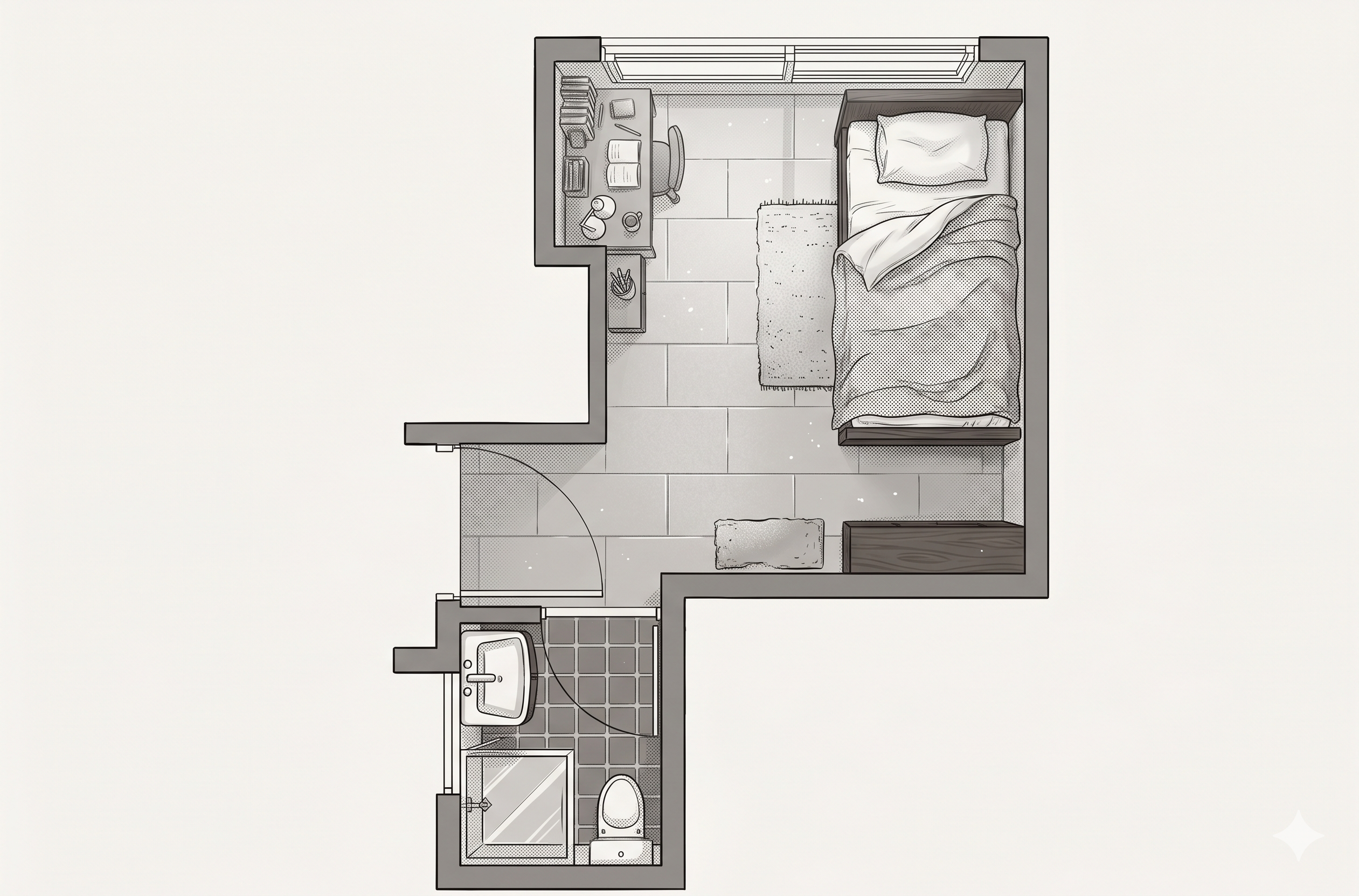 Single Room, city side — floor plan