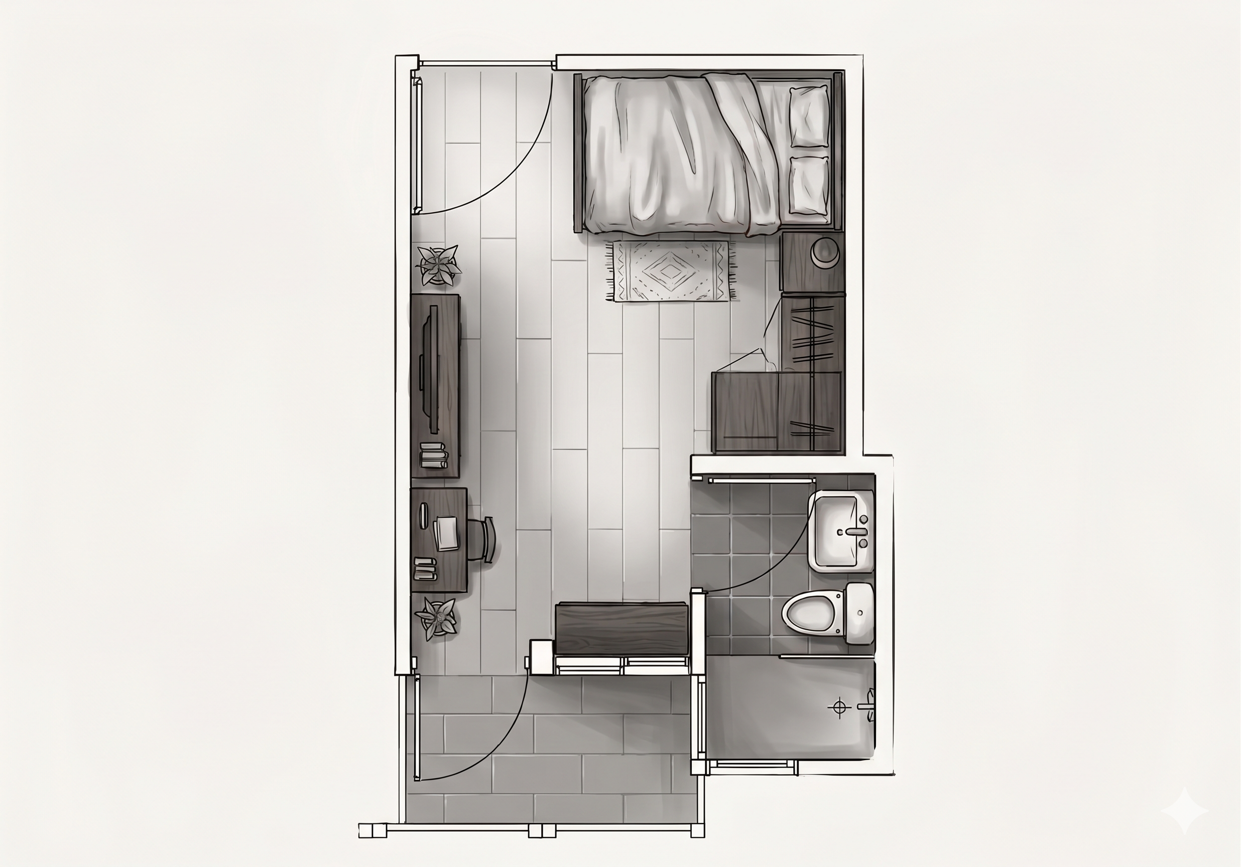 Single Room with veranda — floor plan
